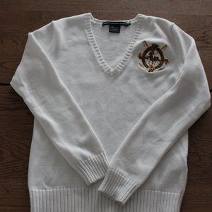 COPY - 90 Ralph Lauren Sport Crest 100% Cotton Women V-neck Sweater M Vintage Y…